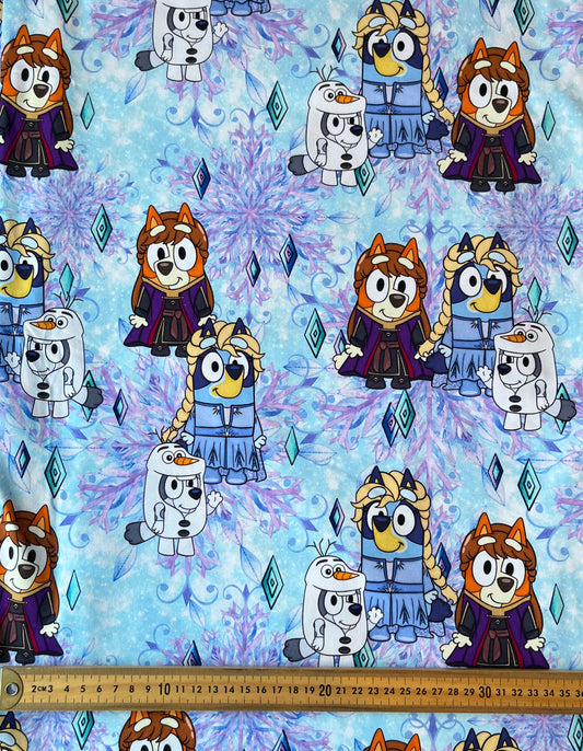Snow Princess Pup Adventures Cotton Lycra 240gsm Fabric