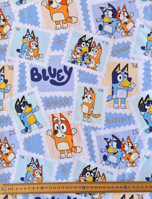 Bluey Stamps Cotton French Terry 280gsm