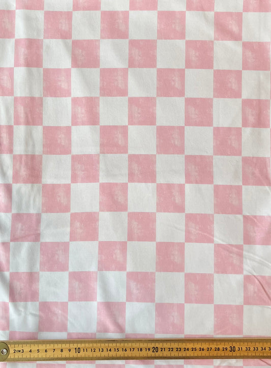 Blush Check Cotton Lycra 240gsm Fabric