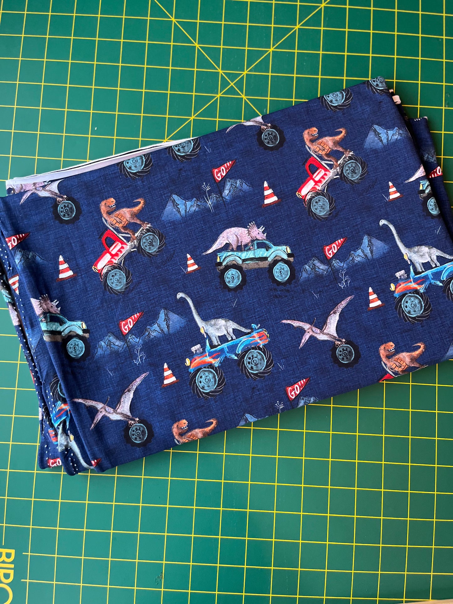 Roaring Wheels Cotton Lycra 240gsm Fabric