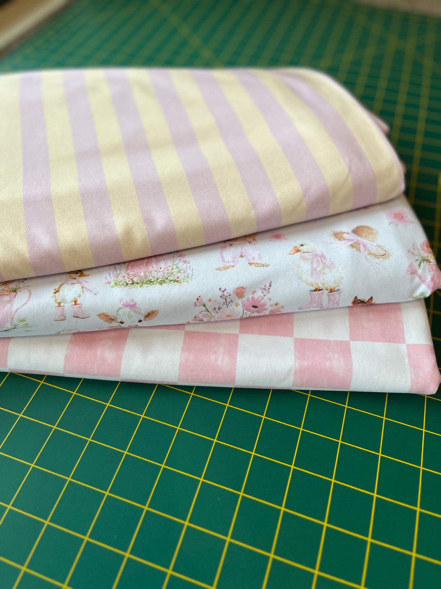 Blush Check Cotton Lycra 240gsm Fabric