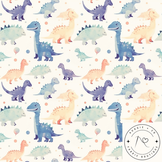 Watercolour Dino – Pre-Order Fabric