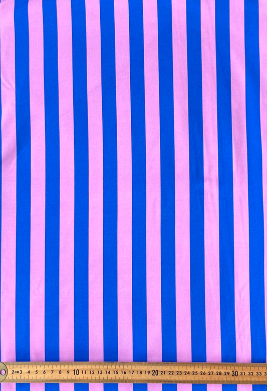 Blueberry Stripe Cotton Lycra 240gsm Fabric
