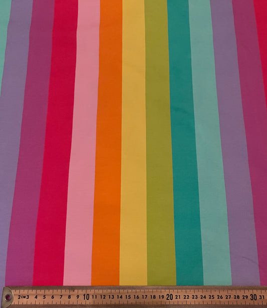 Rainbow Stripe Cotton Lycra 240gsm Fabric