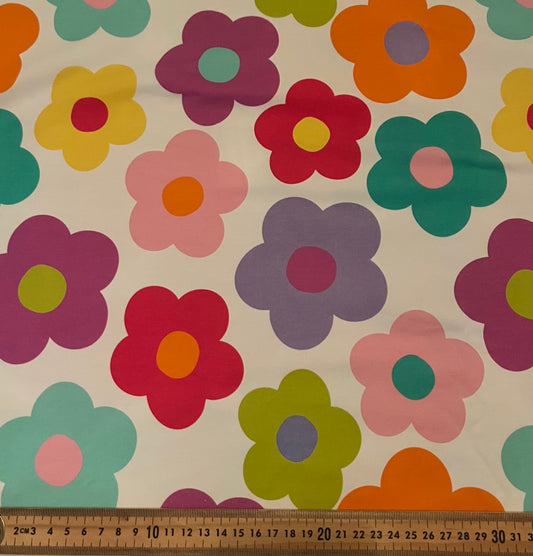 Rainbow Flower Cotton Lycra 240gsm Fabric