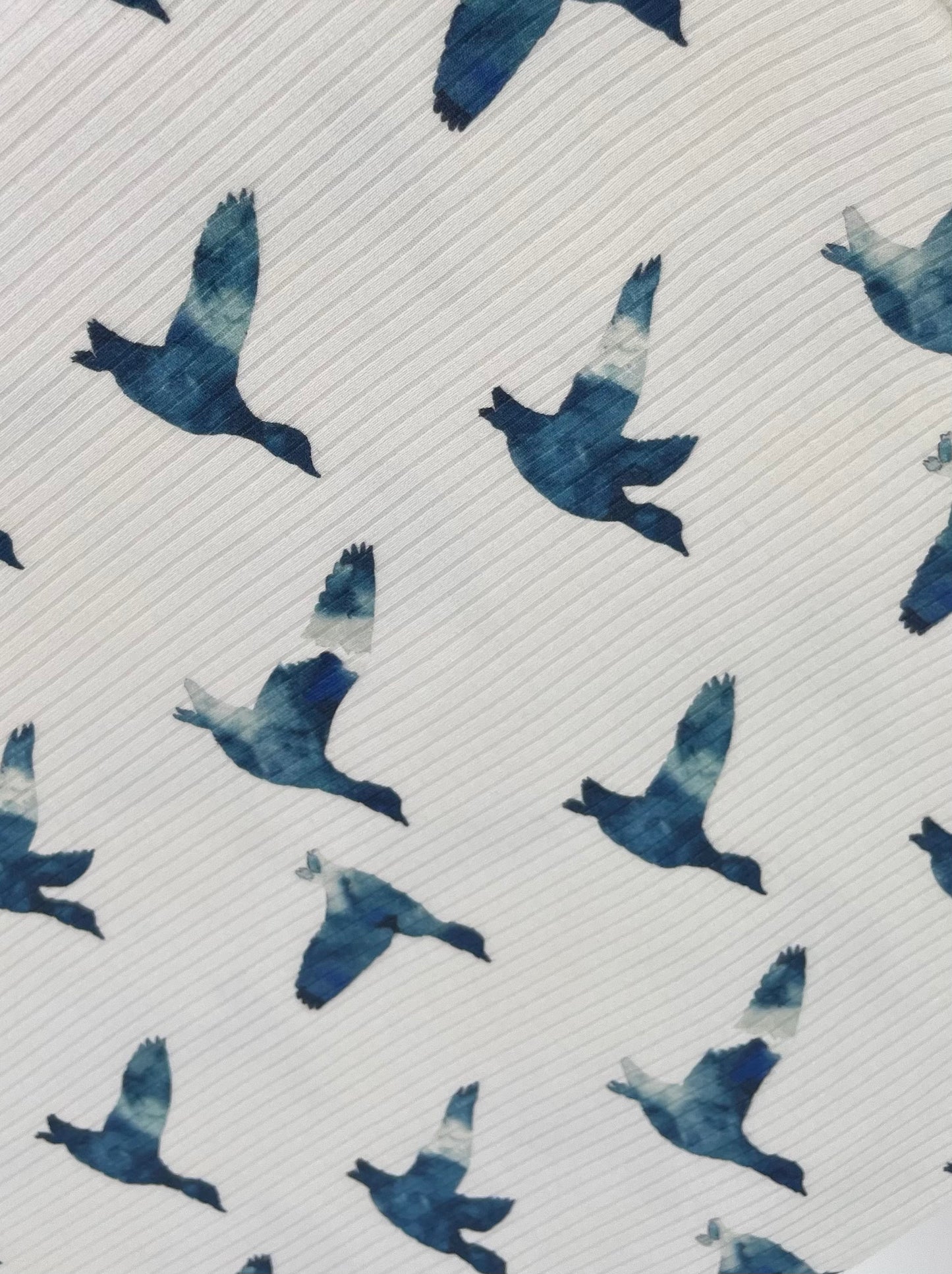 Blue Hunting Ducks Organic Cotton Rib Knit 250 gsm