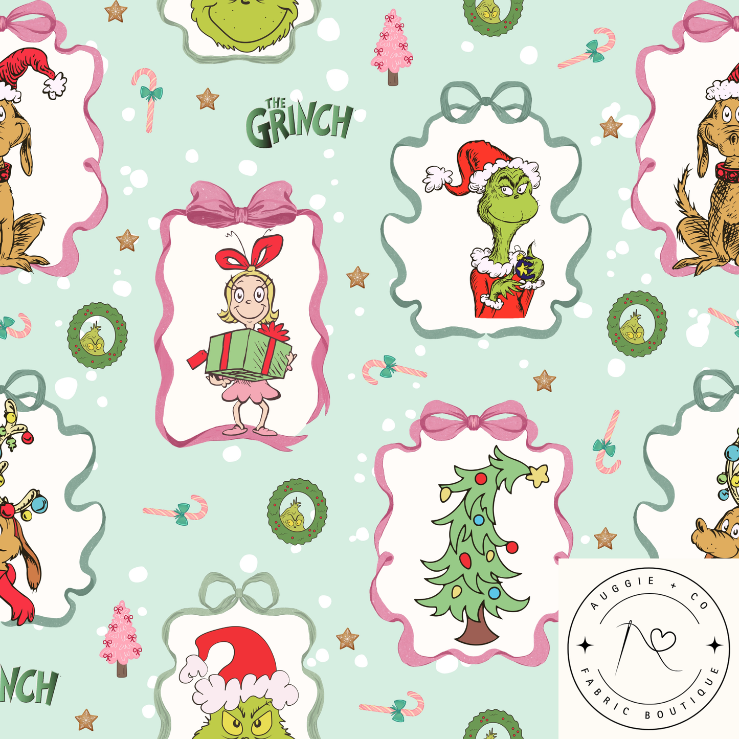 Grinch Xmas in Green Cotton Lycra 240gsm Fabric