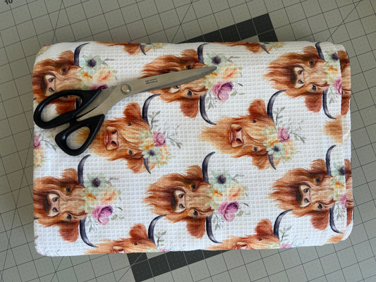 Floral Highland Cows - Cotton Waffle