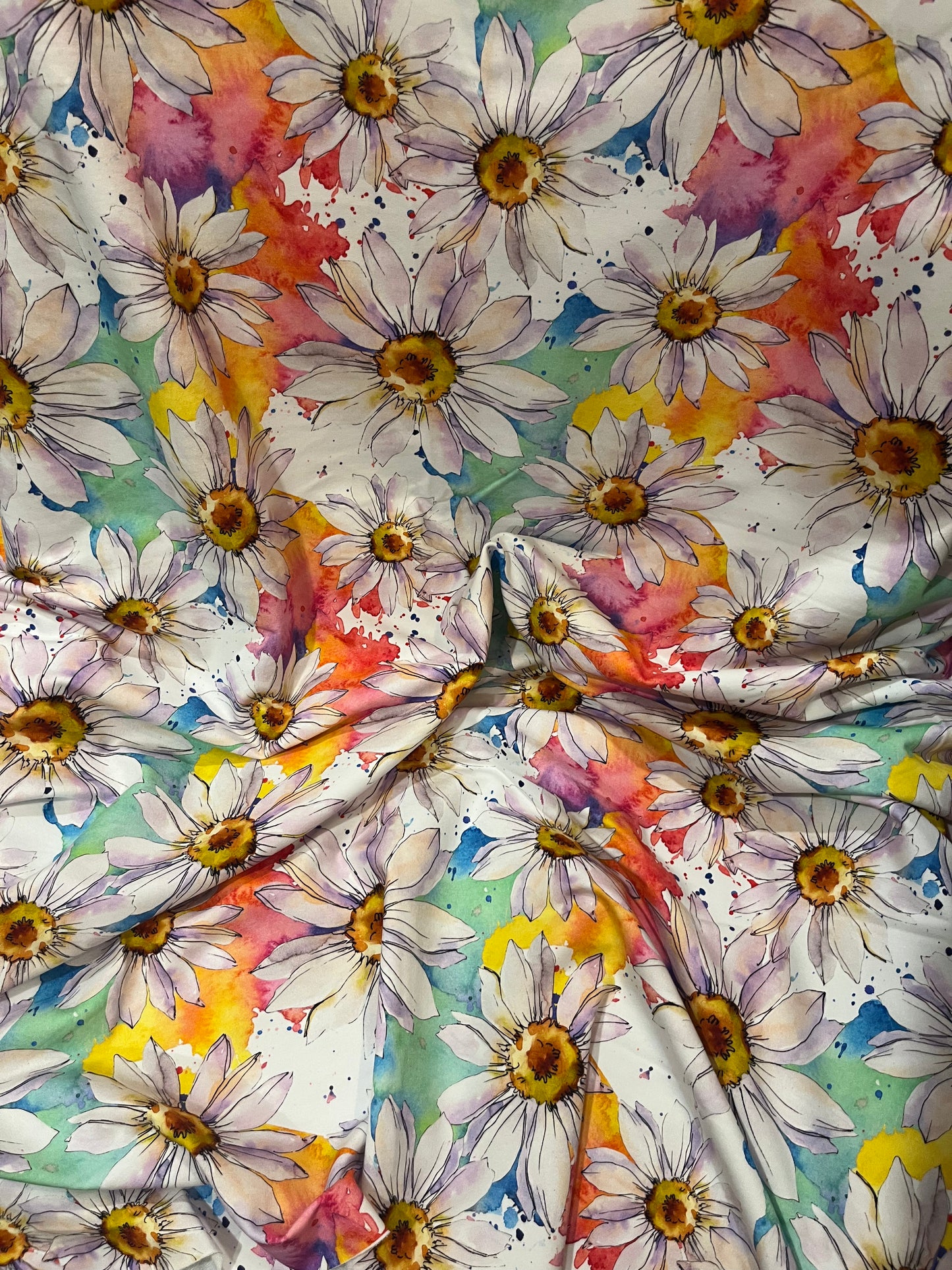 Rainbow Daisy French Terry 280gsm Fabric