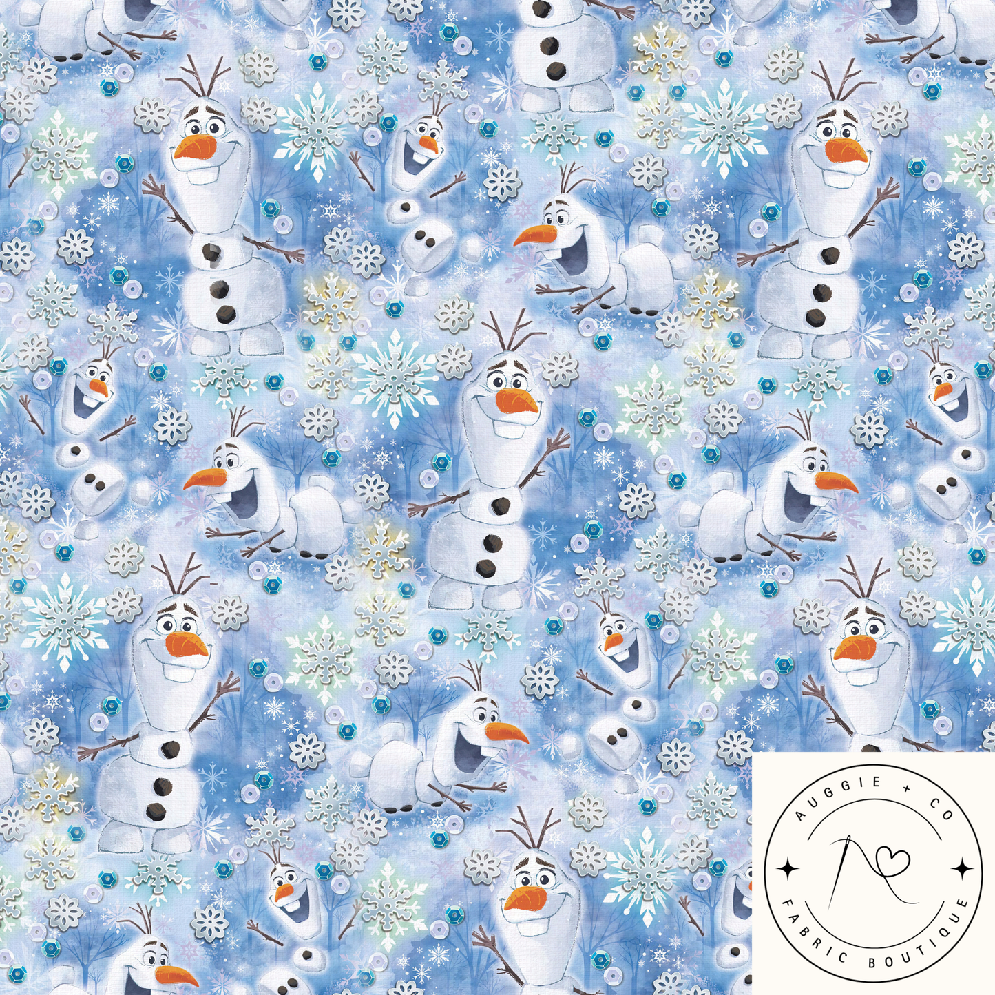 Snowy Smiles Cotton Lycra 240gsm Fabric