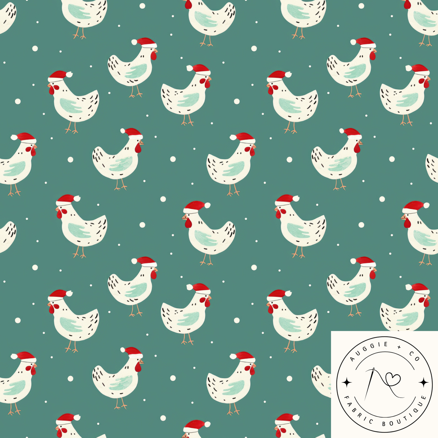 Santa Cluckers 100% Cotton Waffle Fabric