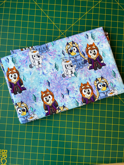 Snow Princess Pup Adventures Cotton Lycra 240gsm Fabric