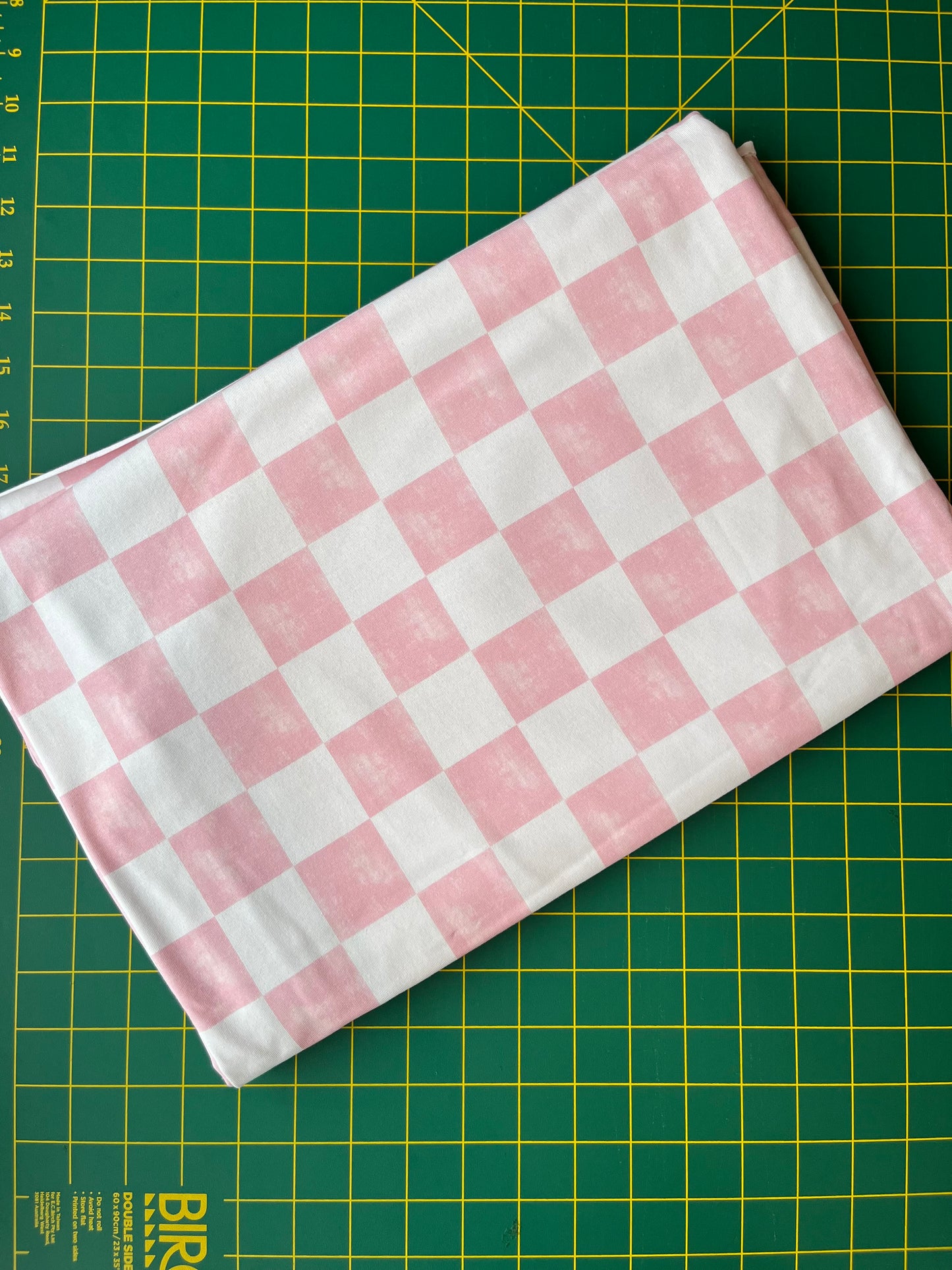 Blush Check Cotton Lycra 240gsm Fabric