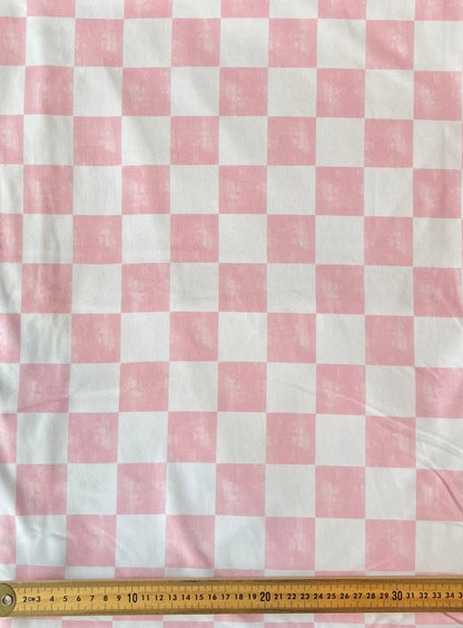 Blush Check Cotton Lycra 240gsm Fabric