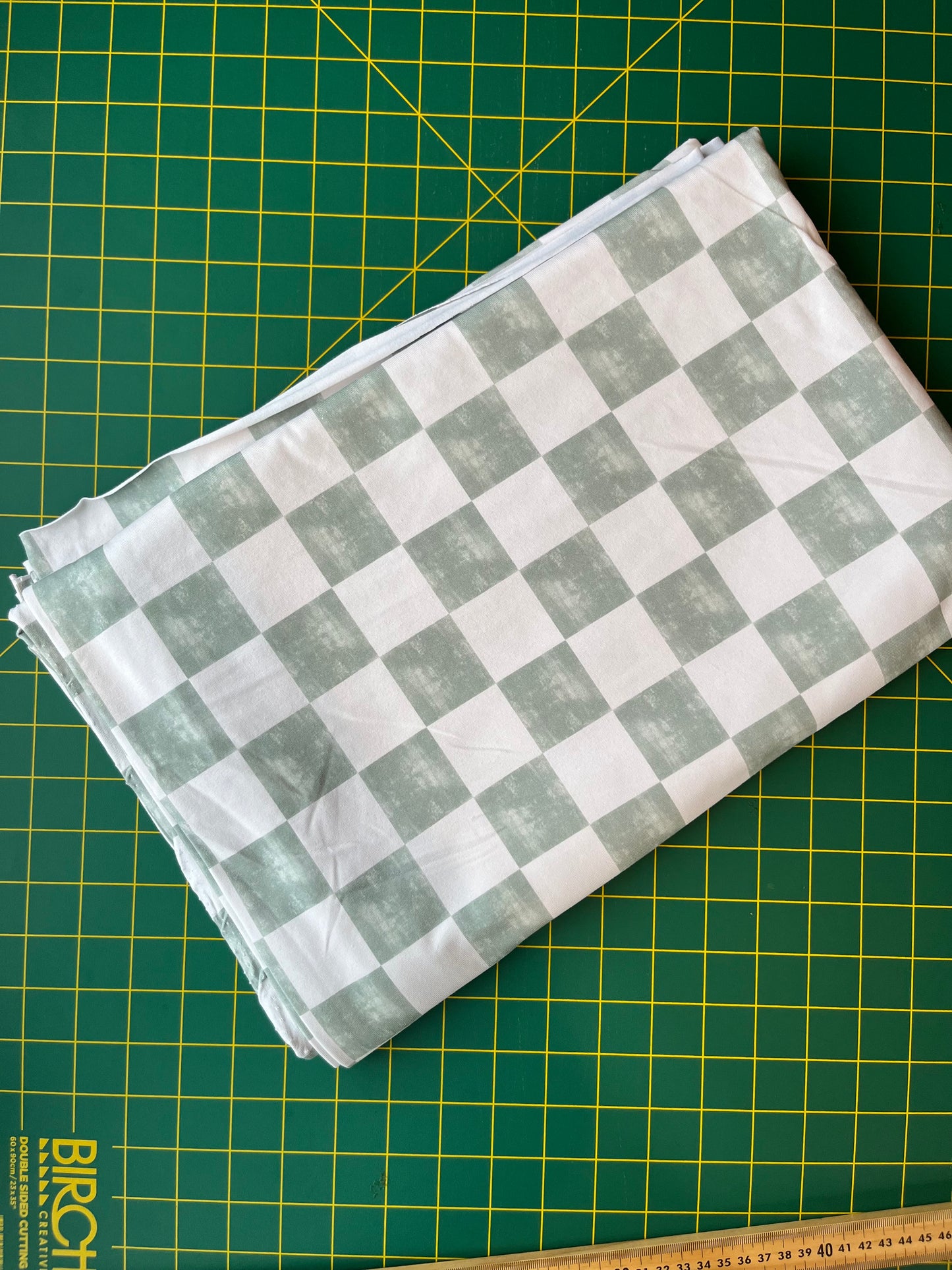 Jade Check Cotton Lycra 240gsm Fabric