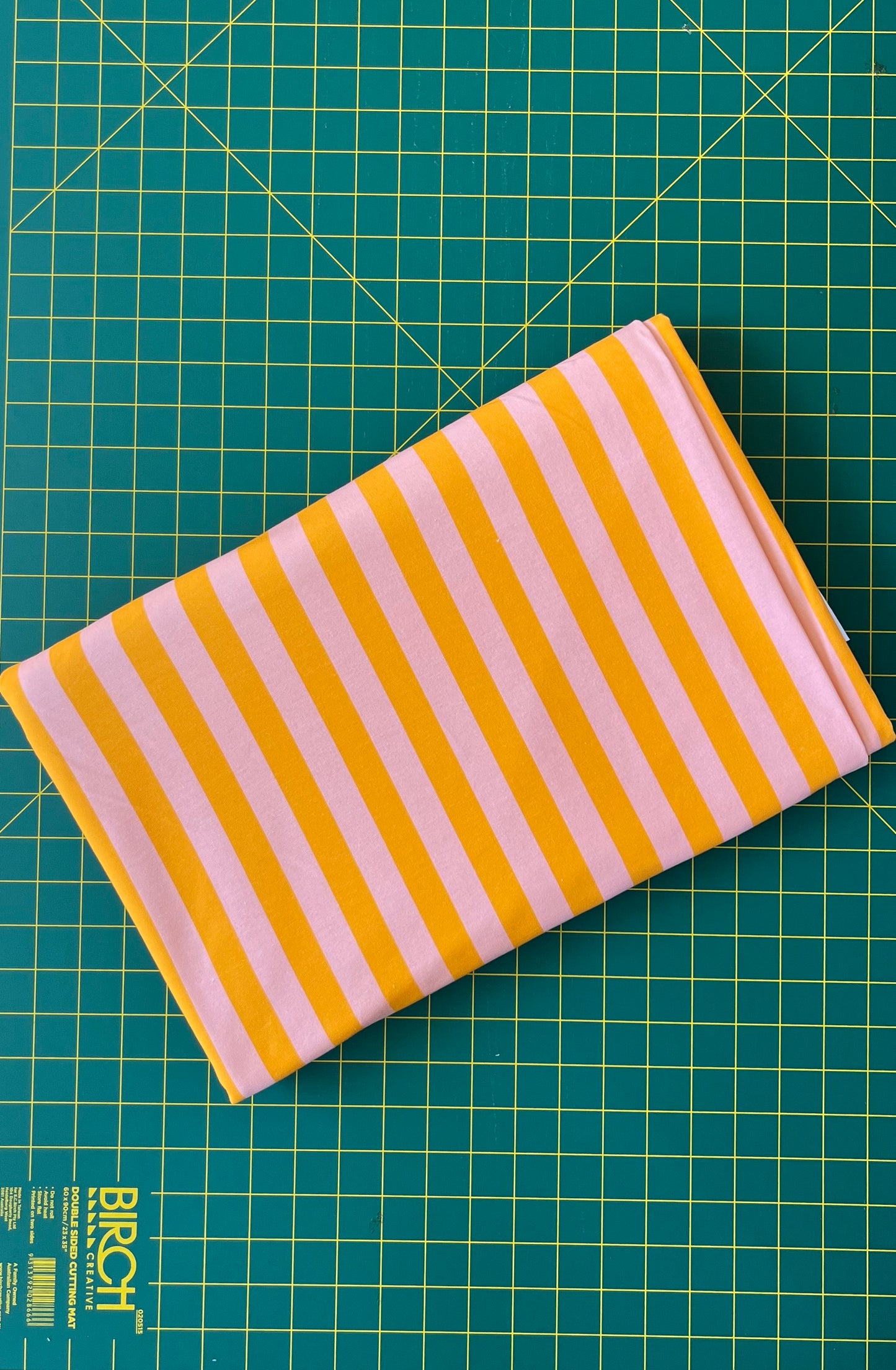 Coral Crush Stripes French Terry 280gsm Fabric