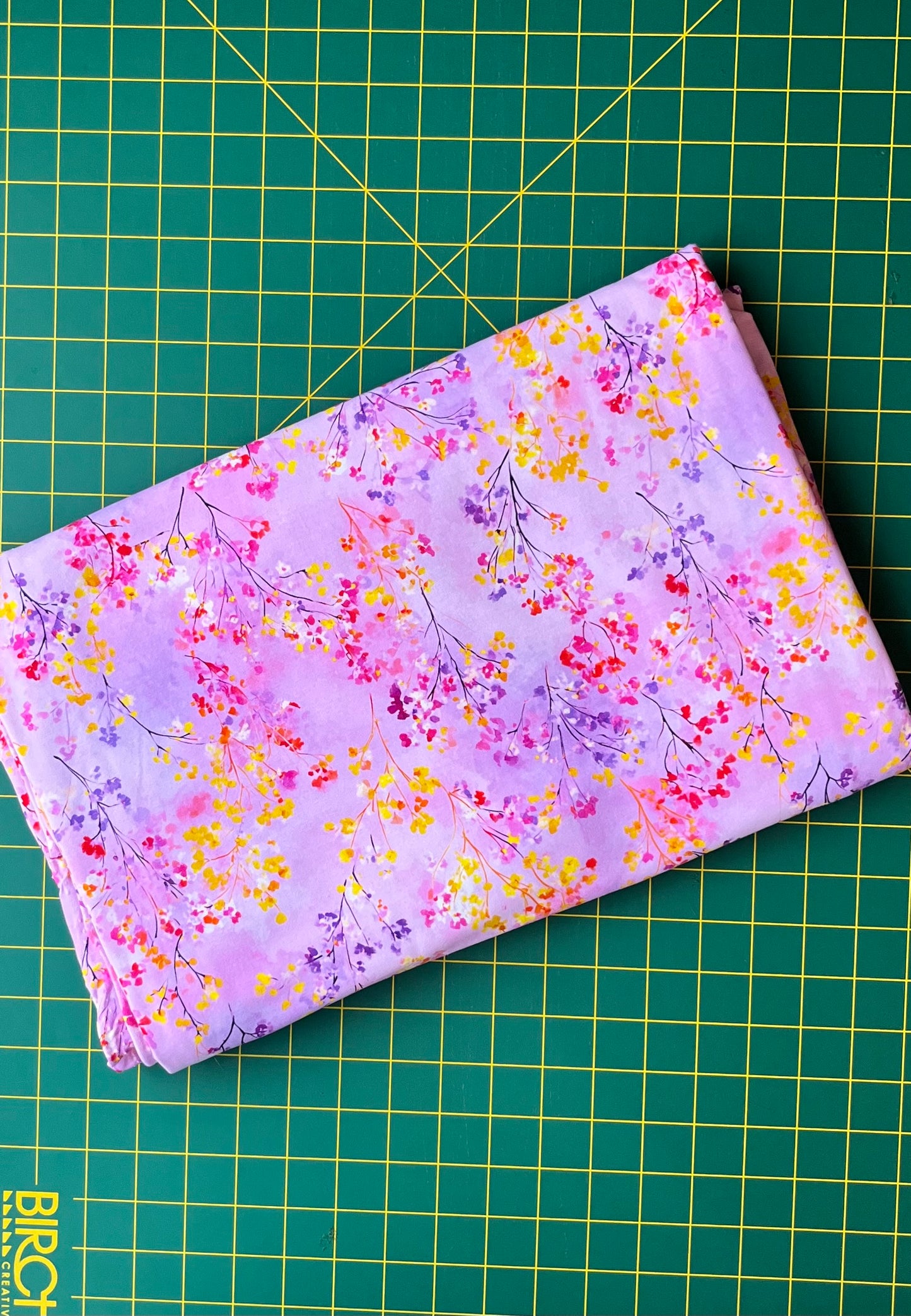 Blush Meadow Blooms Cotton Lycra 240gsm Fabric