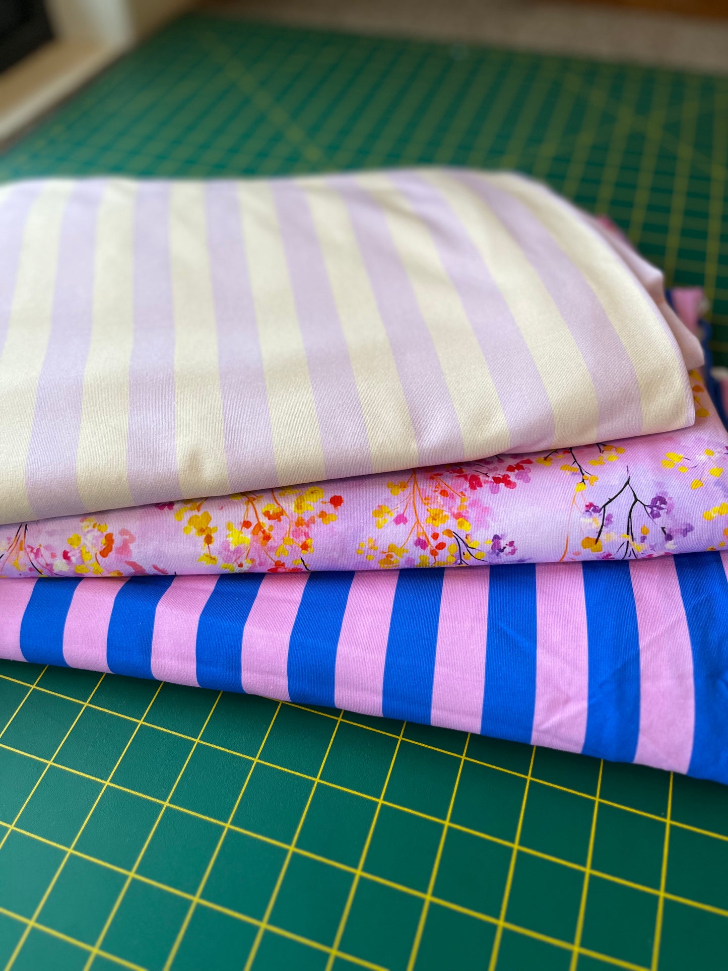 Blush Meadow Blooms Cotton Lycra 240gsm Fabric