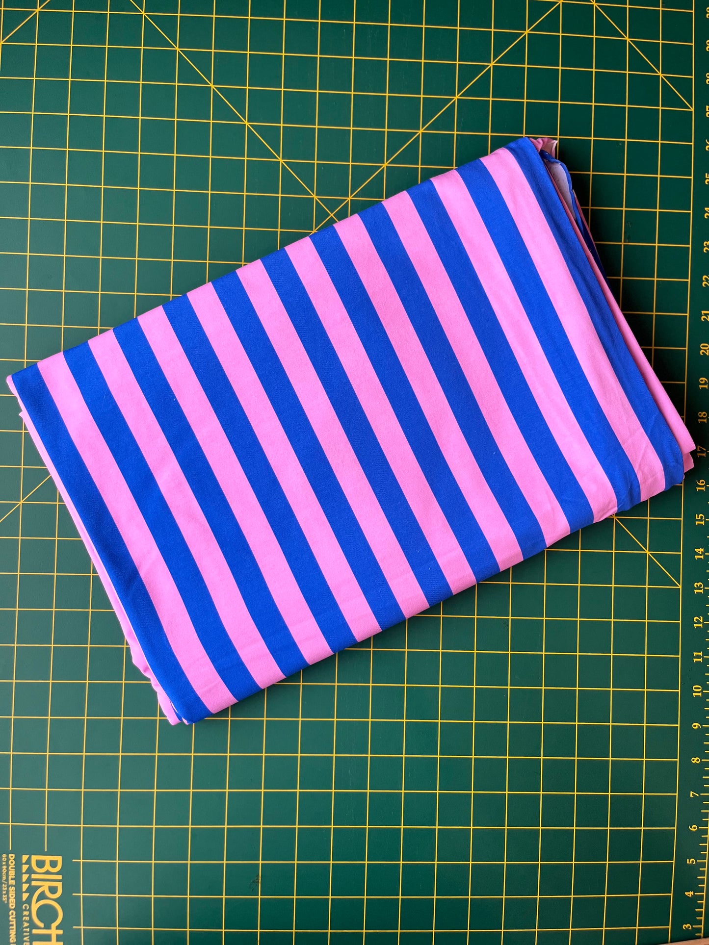 Blueberry Stripe Cotton Lycra 240gsm Fabric