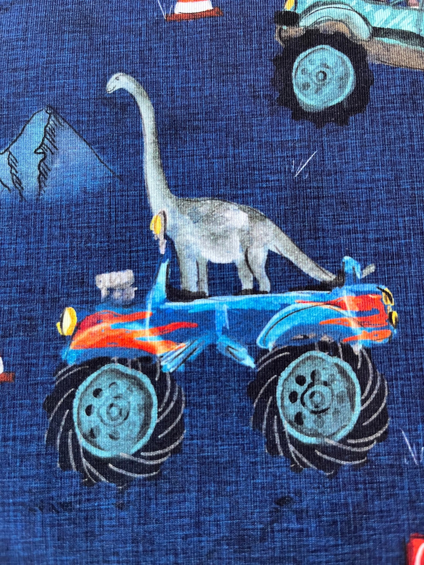 Roaring Wheels Cotton Lycra 240gsm Fabric