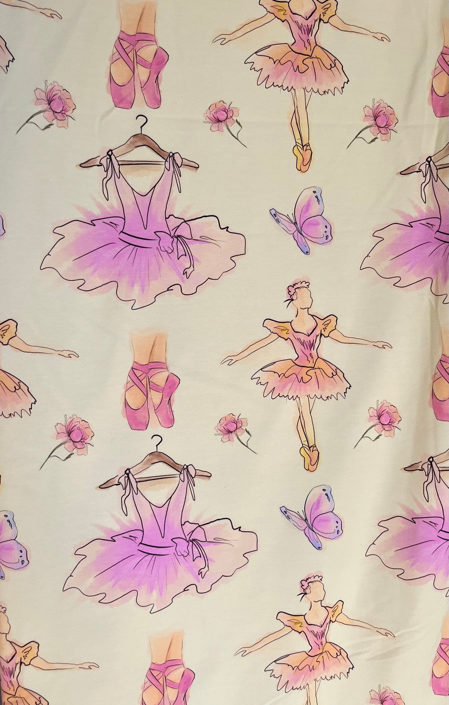 Ballet Watercolour Cotton Lycra 280gsm Fabric