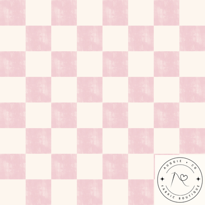Blush Check Cotton Lycra 240gsm Fabric