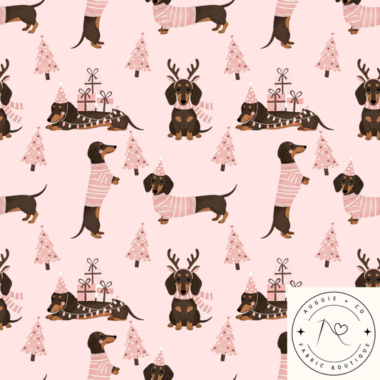 Christmas Sausage Sleigh Bamboo French Terry 280gsm Fabric