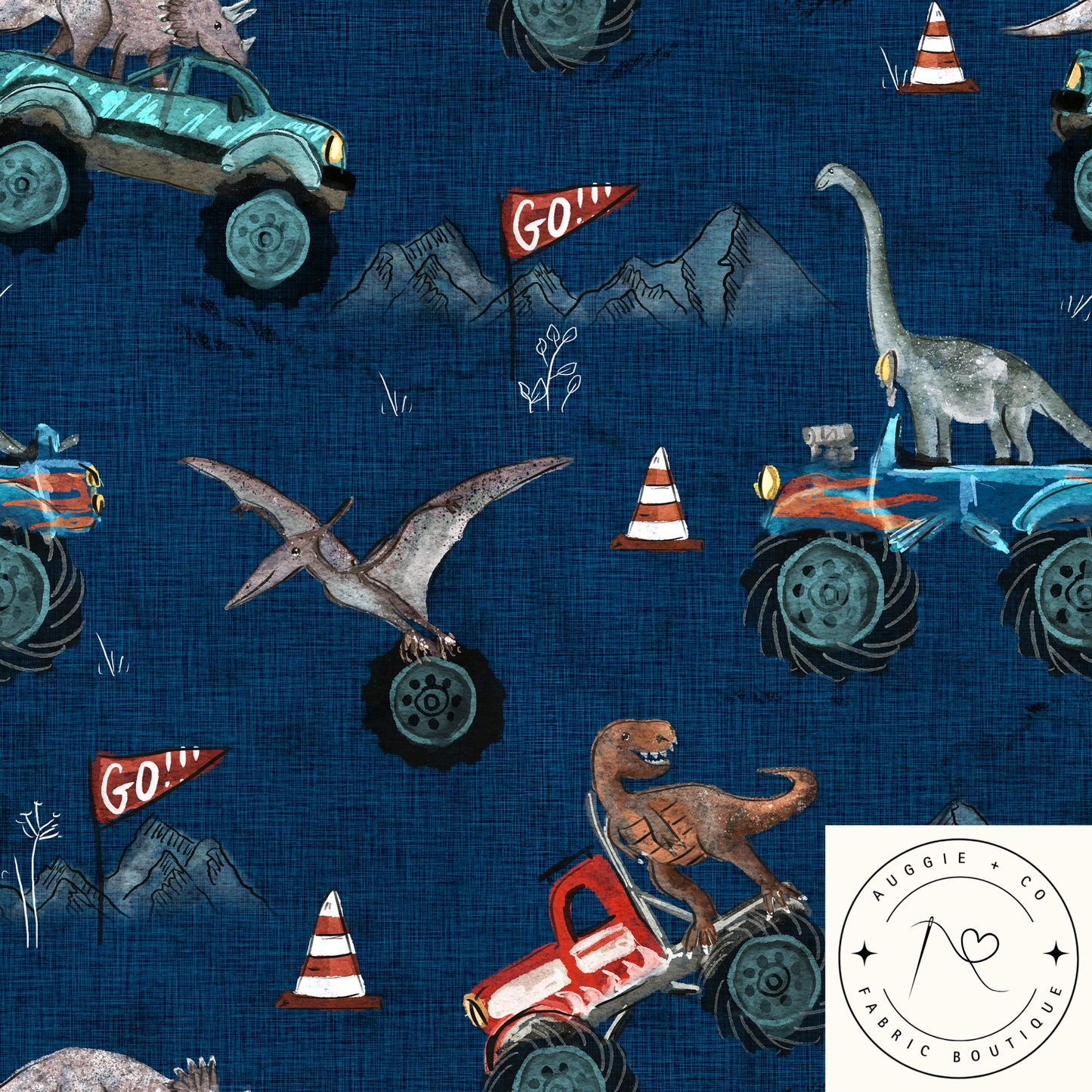 Roaring Wheels Cotton Lycra 240gsm Fabric