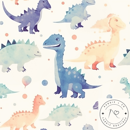 Watercolour Dino – Pre-Order Fabric