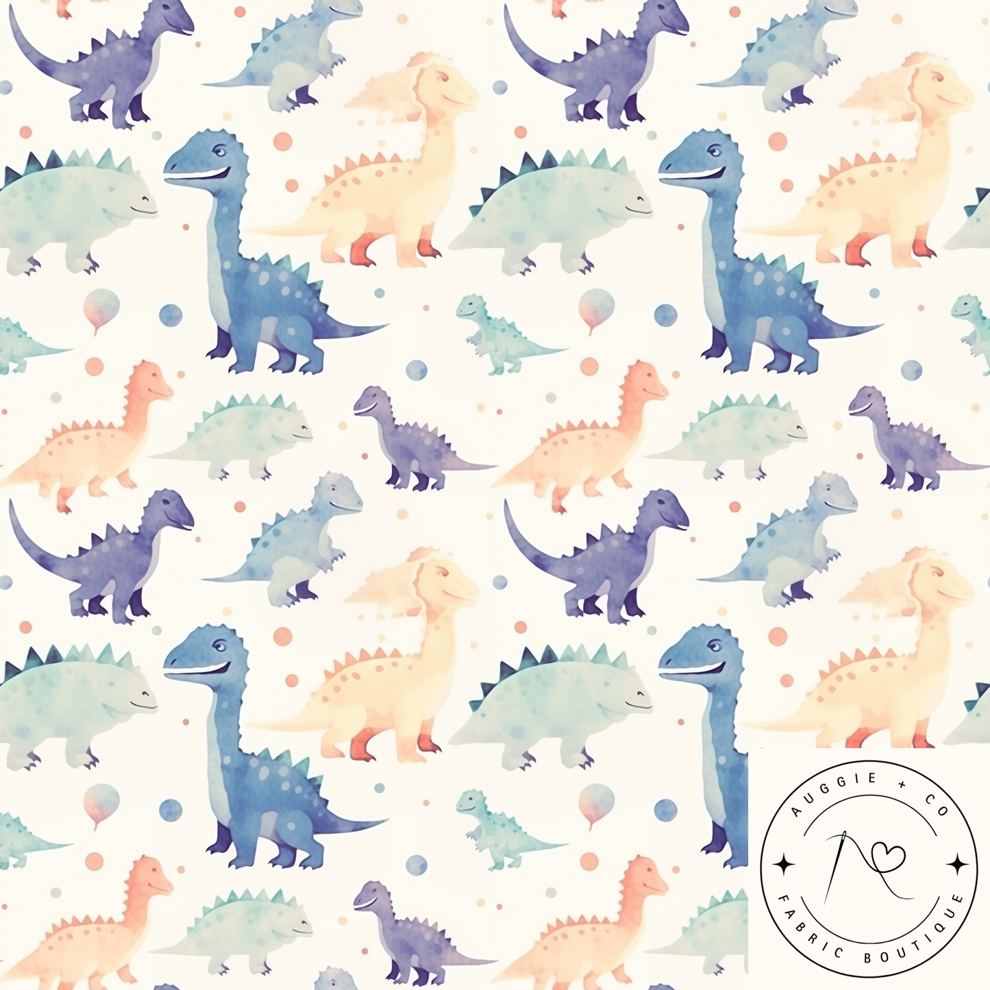 Watercolour Dino Cotton Lycra 280gsm Fabric