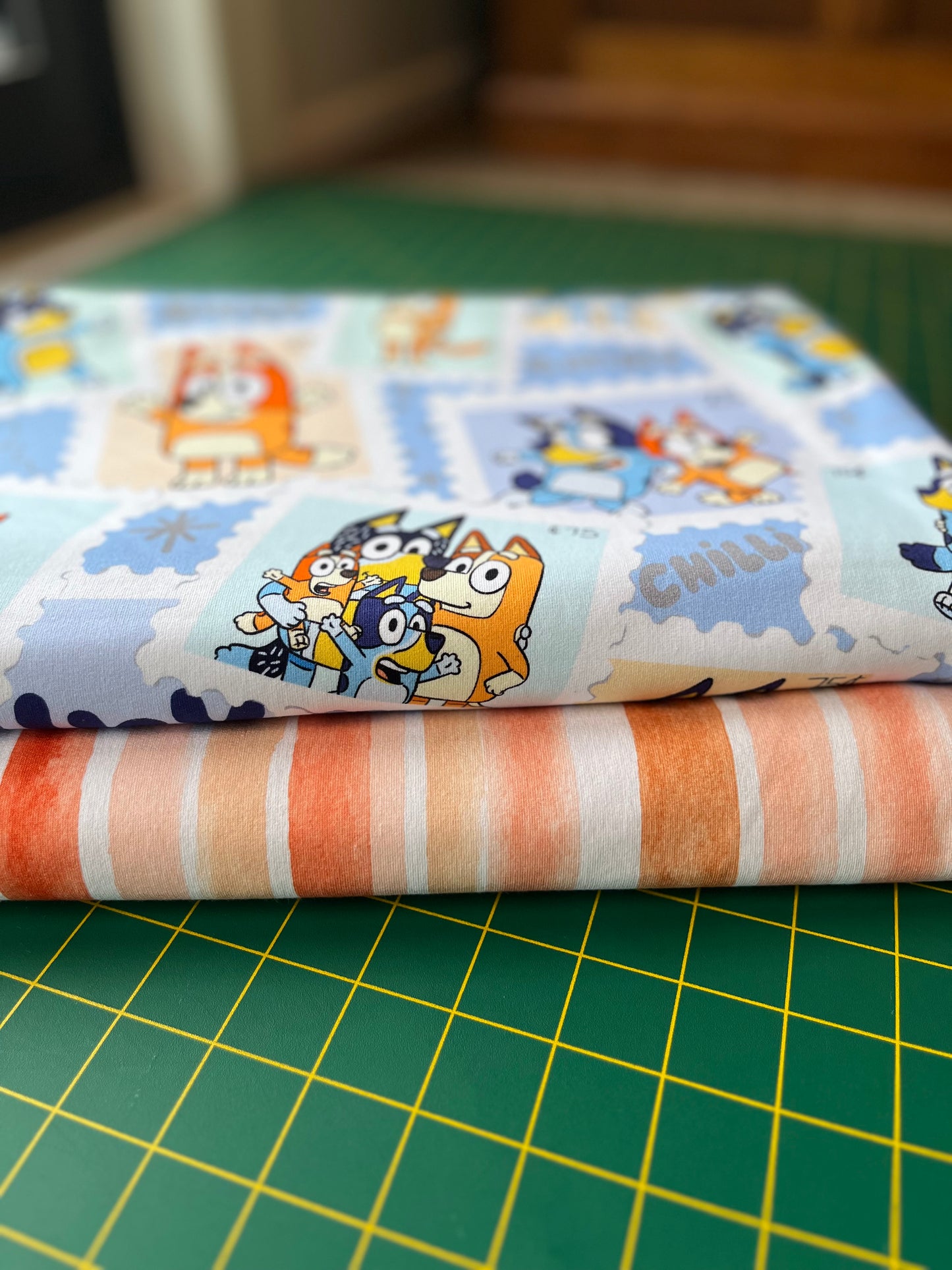 Bluey Stamps Cotton French Terry 280gsm