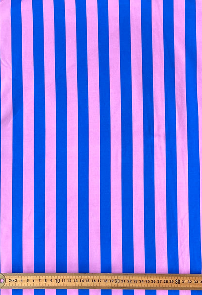 Blueberry Stripe Cotton Lycra 240gsm Fabric