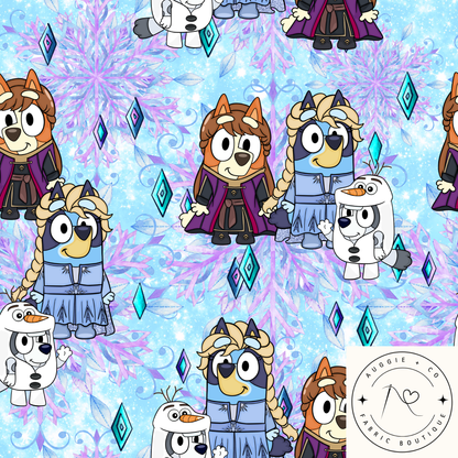 Snow Princess Pup Adventures Cotton Lycra 240gsm Fabric