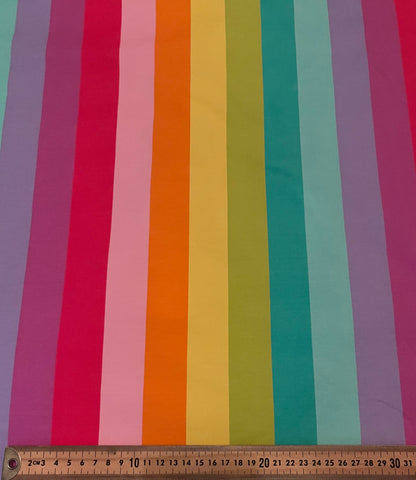 Rainbow Stripe Cotton Lycra 240gsm Fabric