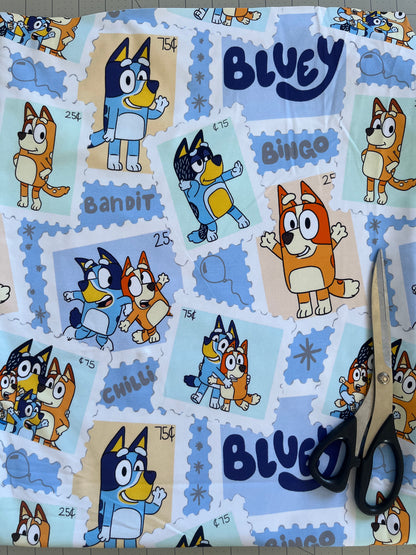 Bluey Stamps Cotton Lycra 240gsm Fabric
