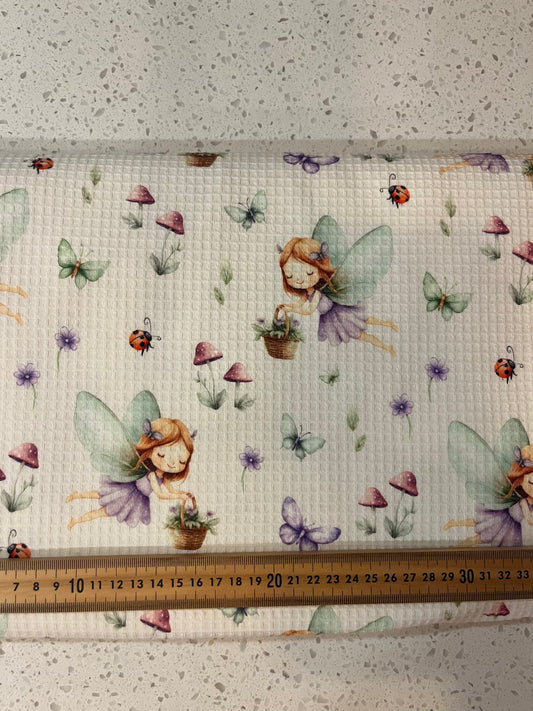Fairy Garden 100% Cotton Waffle Fabric
