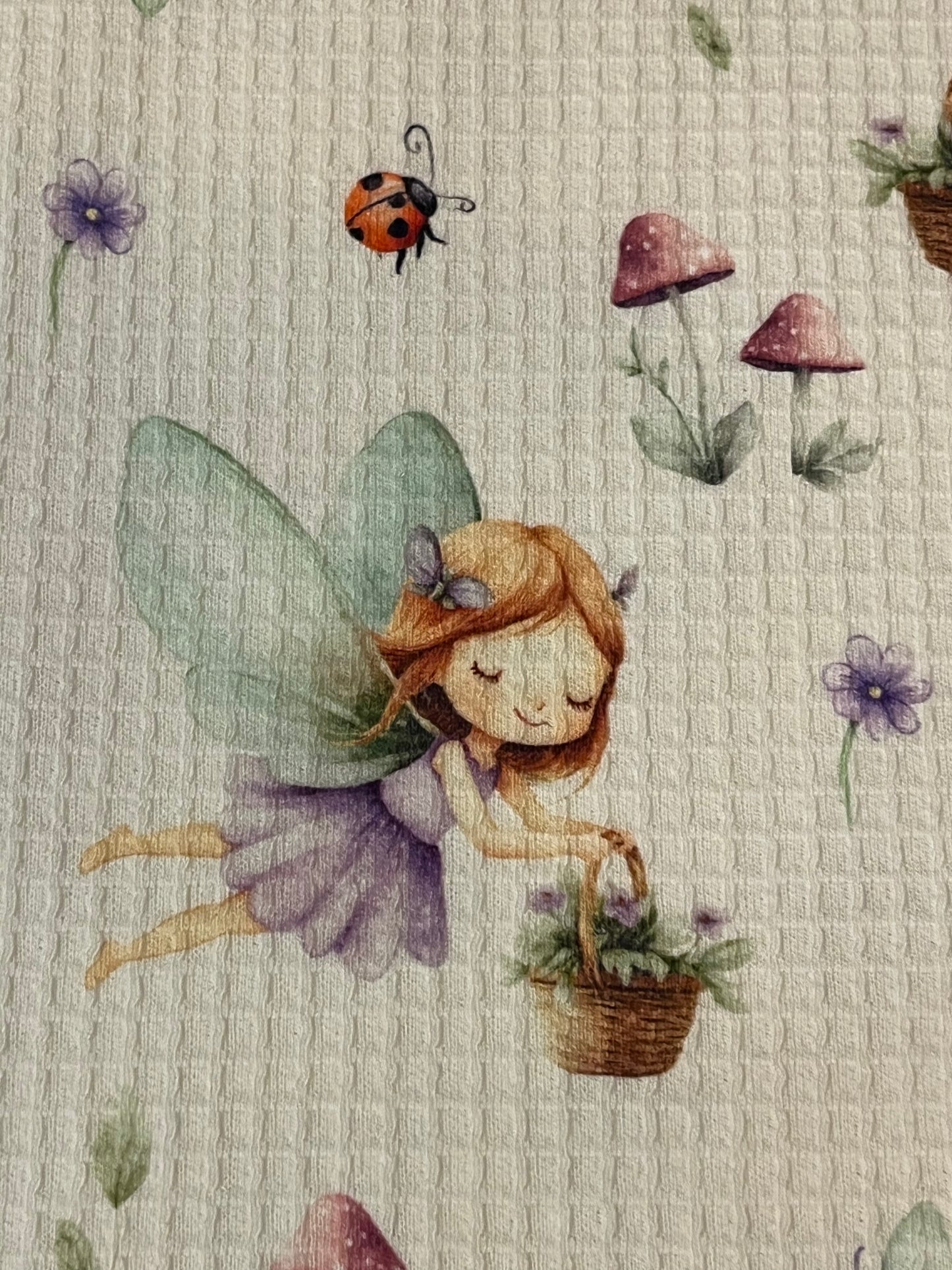 Fairy Garden 100% Cotton Waffle Fabric