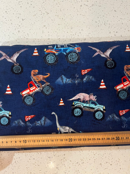Dino Truck Brushed French Terry 280gsm Fabric