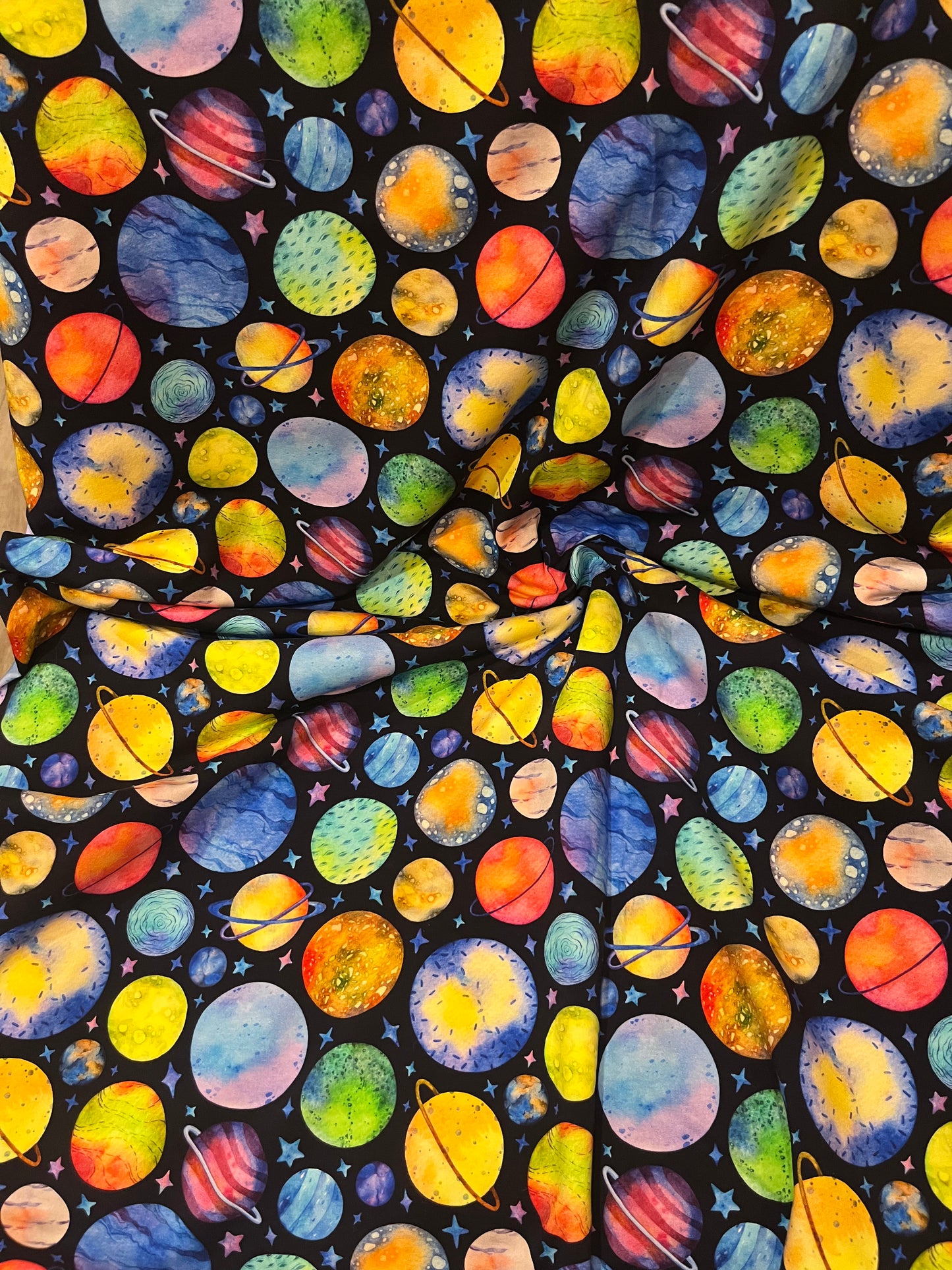 Space Watercolour Cotton French Terry 280gsm Fabric