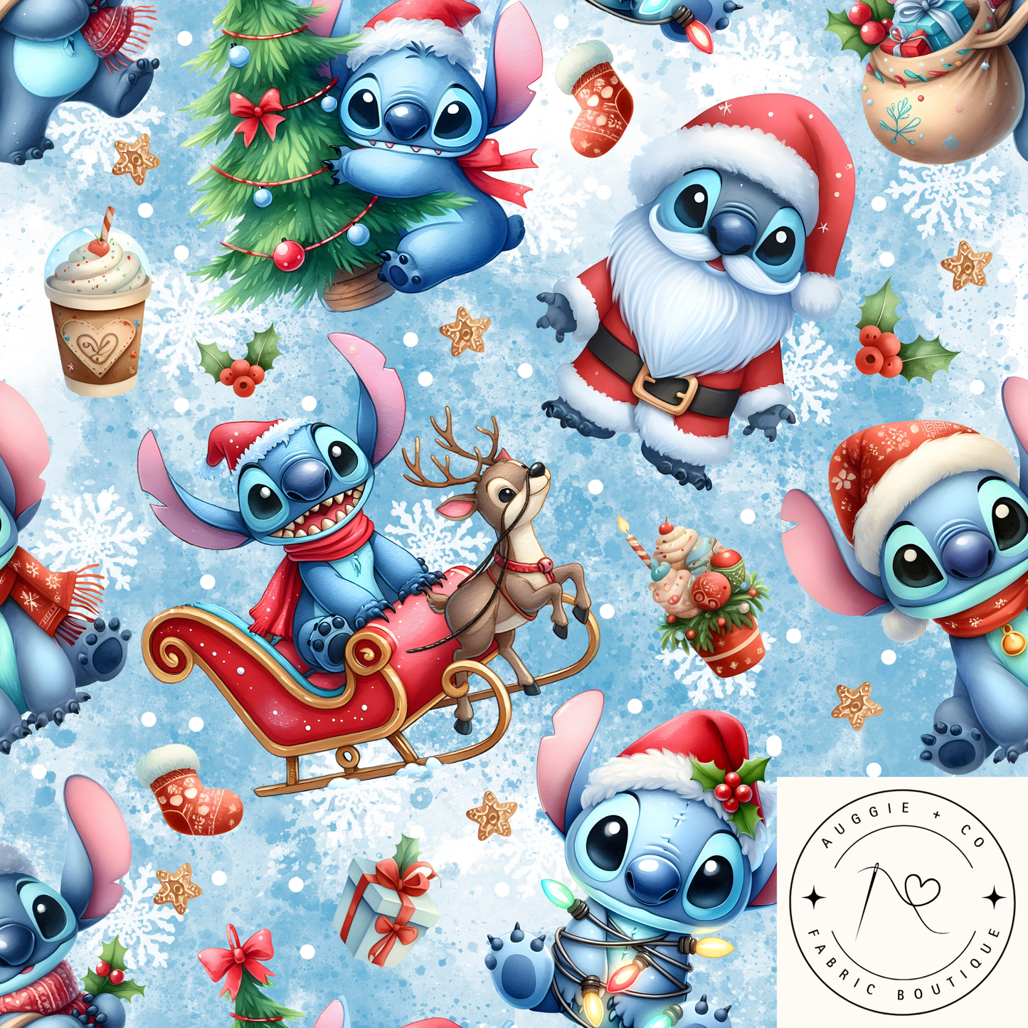 Lilo & Stitch Christmas Cotton Lycra 240gsm Fabric