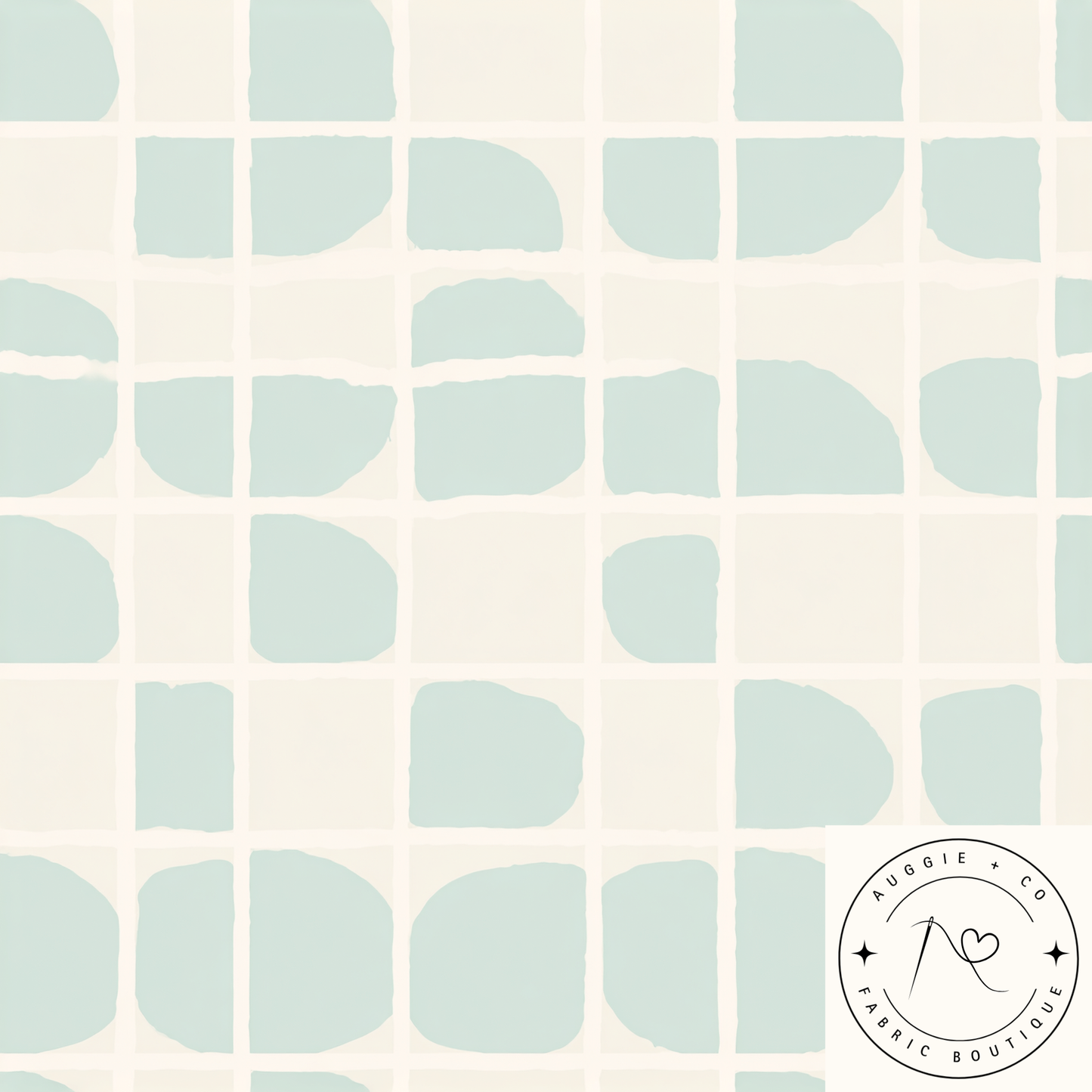 Mint Geo Cotton Lycra 240gsm Fabric