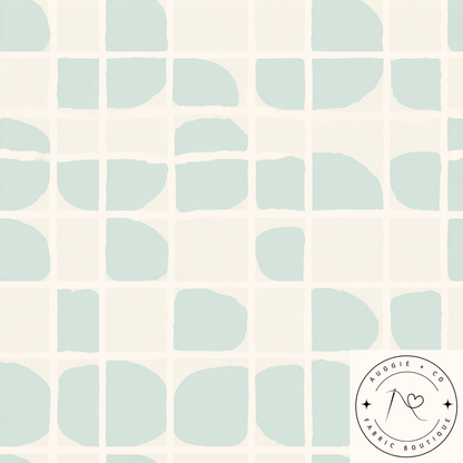 Mint Geo Cotton Lycra 240gsm Fabric