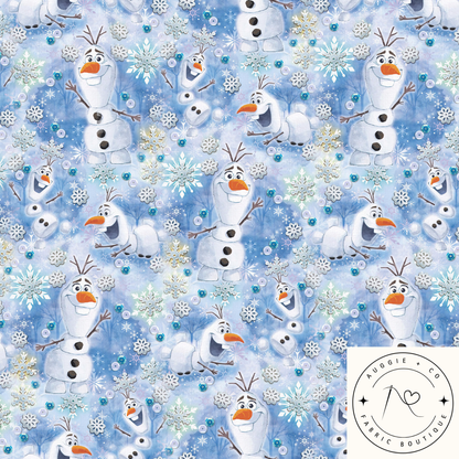 Snowy Smiles Cotton Lycra 240gsm Fabric