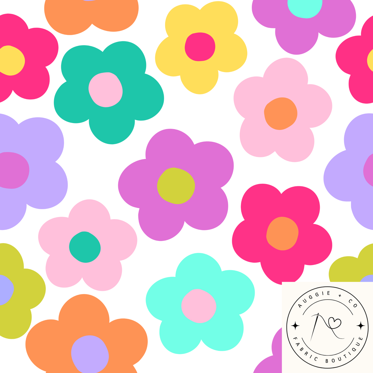 Rainbow Flower Cotton Lycra 240gsm Fabric