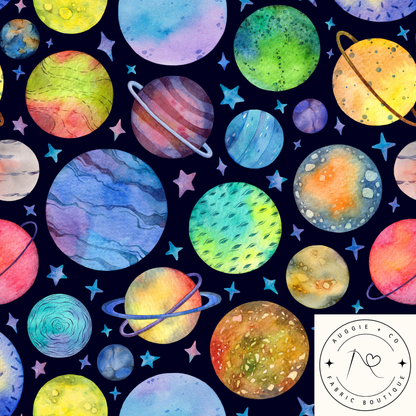 Space Watercolour Cotton French Terry 280gsm Fabric