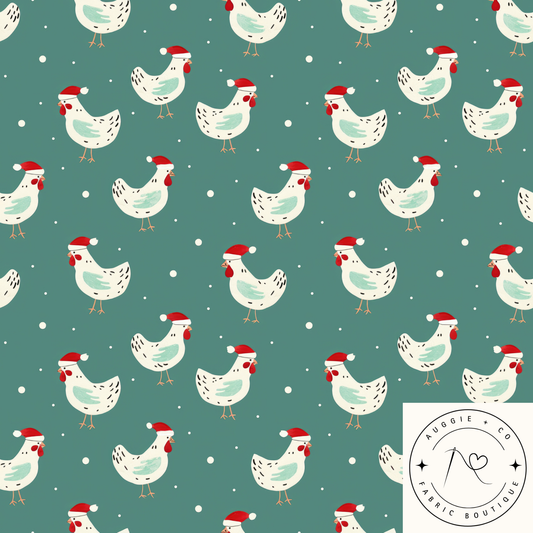 Santa Cluckers 100% Cotton Waffle Fabric